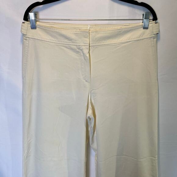 Jil Sander Womens Dress Pants Trousers Cream Wide Leg Buckle Sides Career Work - Picture 2 of 14